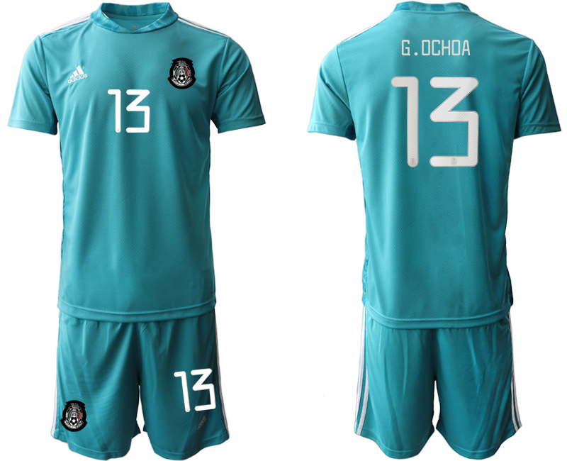 Men 2020-2021 Season National team Mexico goalkeeper blue #13 Soccer Jersey